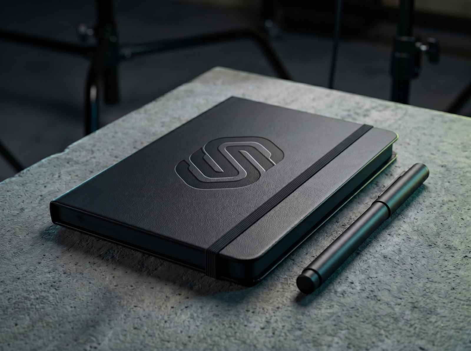 Synthera notebook — debossed cover mark