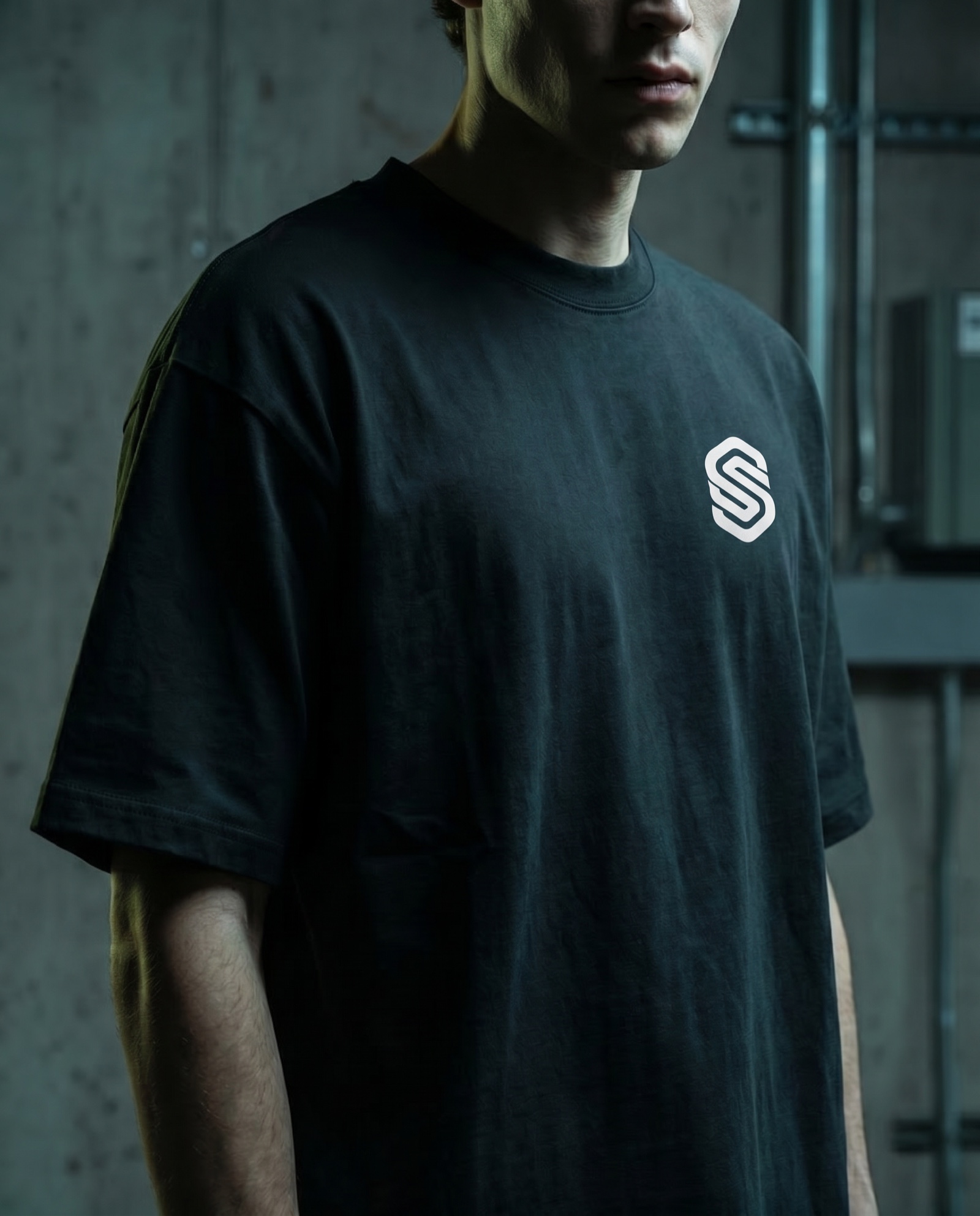 Synthera tee — left-chest mark