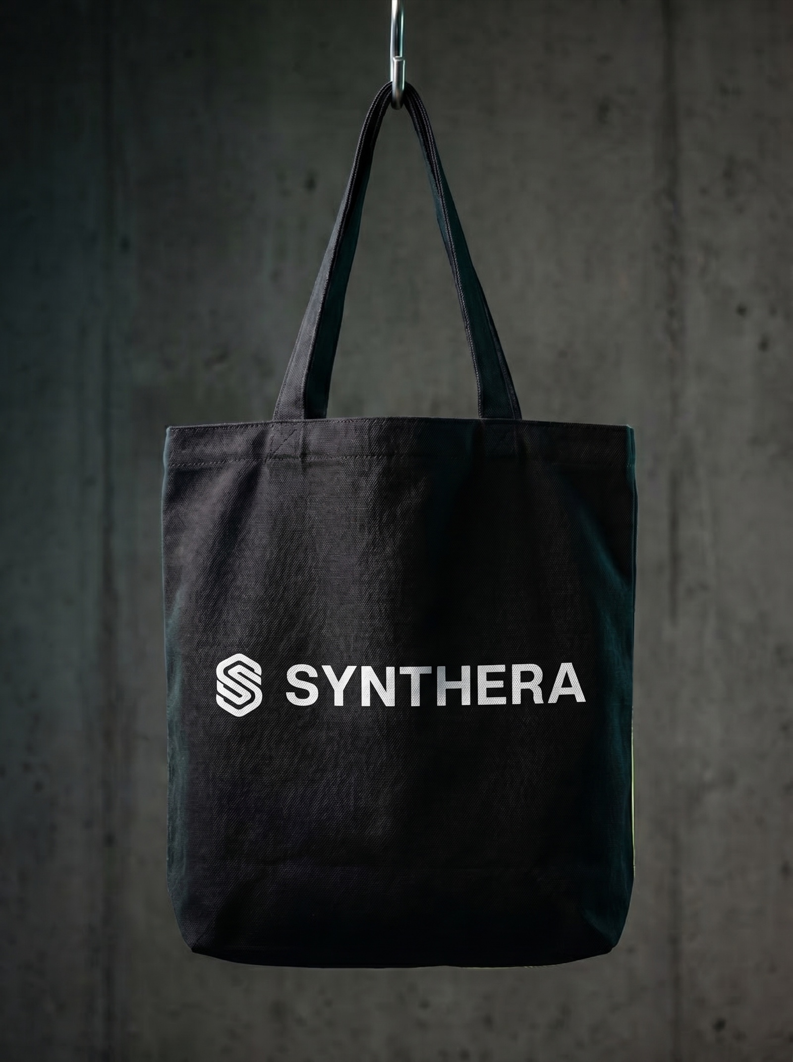 Synthera tote — centered lockup
